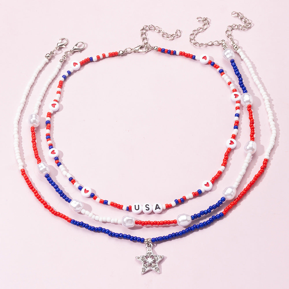 Wholesale Independence Day Pentagram Plastic Necklaces